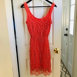 LC Lauren Conrad Crochet Coral Tank Dress